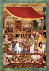 Emperor Jahangir weighs Prince Khurram in gold, c. 1610-1615