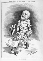 Transformations of Paris under the Second Empire, Haussmann Paris: Humoristic drawing depicting Jean Charles Adolphe Alphand, engineer. He participated in the renovation of Paris led by Baron Haussmann