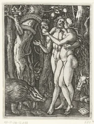 Adam and Eve at the Fall in Paradise