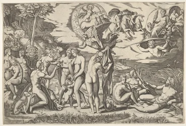 Judgment of Paris: Paris Extends His Hand Toward Venus, Who Stands Between Juno and Minerva