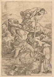 Saint Christopher Crossing the River with Christ in the Form of a Putto on His Shoulder