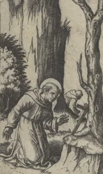 Saint Francis of Assisi Praying Before a Crucifix, from the Series 