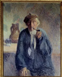 Portrait of an Old Peasant Smoking the Pipe