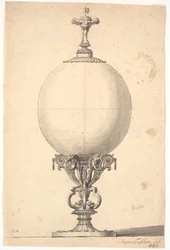 A Mounted Ostrich Egg