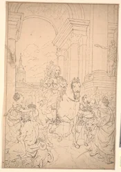 Draft for the Painting: Denmark and Norway Pay Homage to Christian VI (burned with Christiansborg 1794)