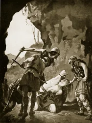 Constantine II Slain by the Danes, 881 AD, illustration from 
