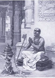 Ramanuja contemplating his philosophy of the one personal God 1100 AD