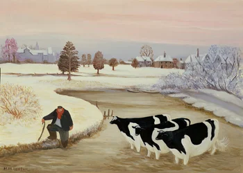 Cows in a Winter River