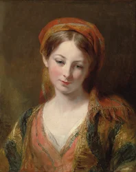 Portrait of a Young Girl, Thought to be Henrietta Carpenter, Bust Length, in Oriental Dress