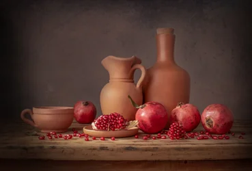Earthy Pomegranates Still Life