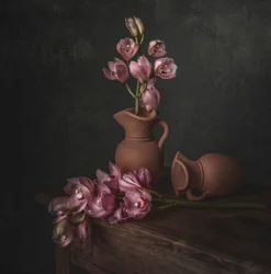 Moody Pink Orchid Still Life