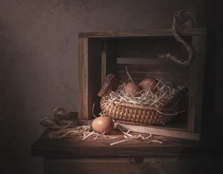 Rustic Duck Basket with Eggs