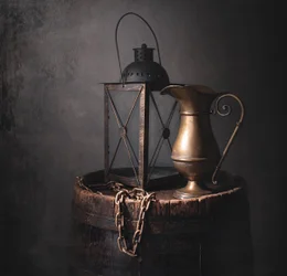 Rustic Lantern and Pitcher