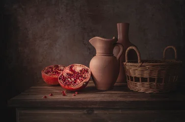 Rustic Pomegranate Still Life