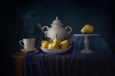 Steaming Tea and Pears