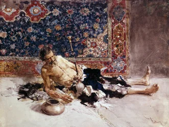 Opium Smoker. Painting by Mariano Fortuny y Marsal (1838-1874)