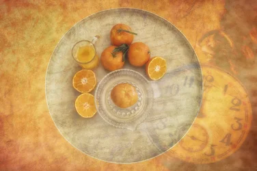 Fresh Oranges Vintage Clock