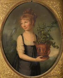 Madame Larsonnier, née Edmée Gabiou as a little girl with an Etruscan vase