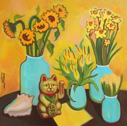 Happy Flowers Lucky Cat