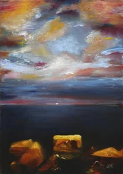 Dramatic Sunset Over Rocks