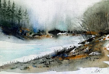 Misty Winter River