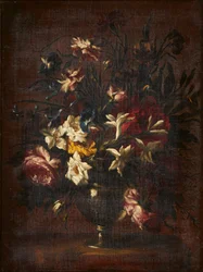 A Still Life of Flowers in a Glass Vase