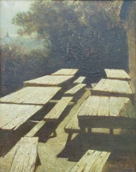 Moon on the tables of a tavern