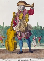 Lute player, engraving from Assemblage des nouveau manouvries habilles
