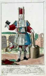 Occupation: A Book Binder. Engraving by Martin Engelbrecht (1684-1756), in 