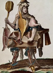 The butcher, engraving from Assemblage des nouveau manouvries habilles