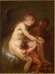 Nymph and Faun with Cupid