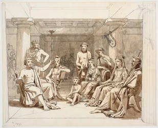 Ancient Scene, Probably Odysseus Telling His Adventures to the Phaeacians
