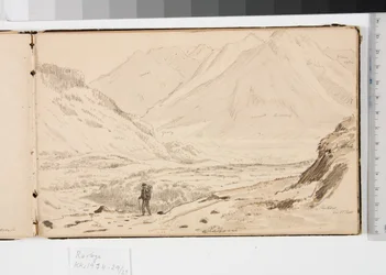 Mountain Landscape with Three Men Resting in the Grass and Two Women Playing a Dulcimer