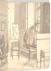 Interior from the Academy with Young Artists Drawing