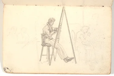Artist at Easel, with Sketch of Figures in the Background