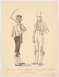 Standing Farmer with Scythe and Farmer in Festive Dress