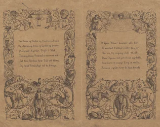 Two Covers with Interlaced Chain Ornament with Animals for 