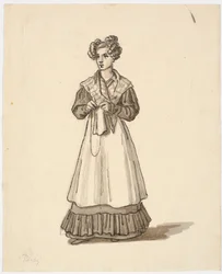 Young Girl Standing with Knitting