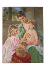 Children Playing with a Dog