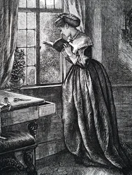A young woman reading by an open window