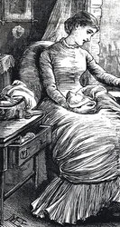 Woman Pausing from Her Mending