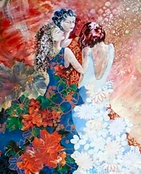 Ladies in Floral Dresses