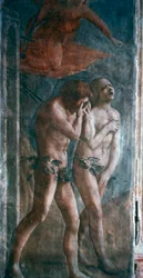 Adam and Eve Banished from Paradise (detail, pre-restoration)