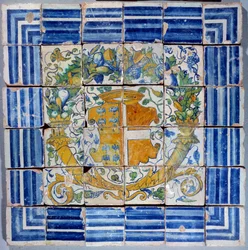 Pavement with the arms of Madeleine de Savoie. Faience by Masseot Abaquesne (known between 1526-1564), 16th century, Écouen. National Renaissance Museum