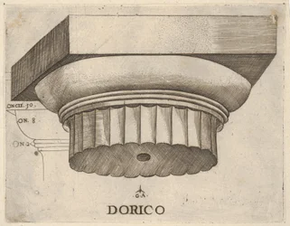 Doric capital with measurements