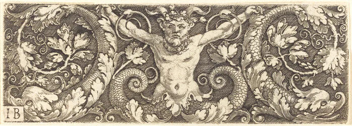 Ornament with Fantastic Satyr and Dolphins
