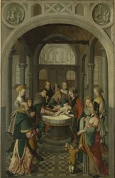 Panel of an Altarpiece with Circumcision of Christ, on verso is Resurrection of Christ