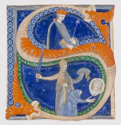 Manuscript Illumination with the Beheading of Saint Paul in an Initial S, from a Gradual, ca. 1278