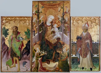 Virgin with Child, St John the Baptist and St Ambrose - Altarpiece with three panels, around 1430