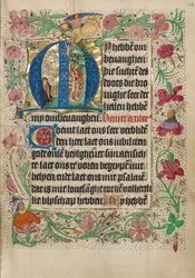 Initial M: A Kneeling Woman in Prayer